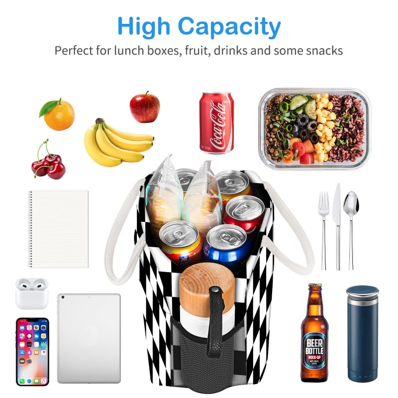 DALINDA Lunch Bag Lunch Box for Women Men Reusable Insulated Lunch Tote Bag Leakproof Thermal Cooler Sack Food Handbags Case High Capacity for Travel Work Picnic Beach- Square - Image 3